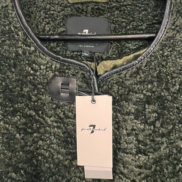 New 7FAM Teddy Faux Fur Toggle Coat Olive Green Large $199 - Picture 7 of 9